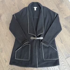 White And Warren Black Boiled Wool Jacket Size S Cottage Core Buckle Closure